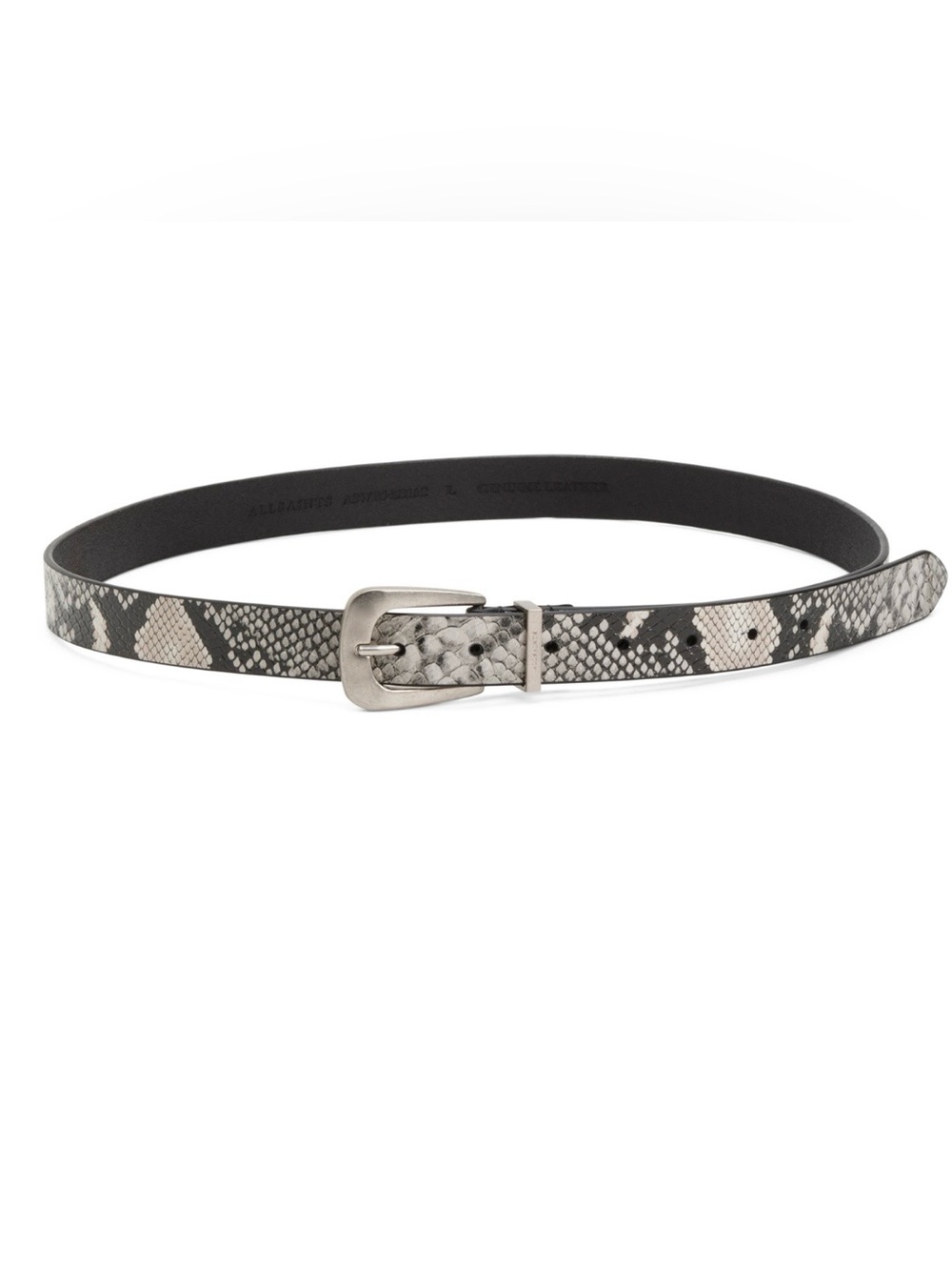 All Saints Woman’s Snake-Print Leather Belt